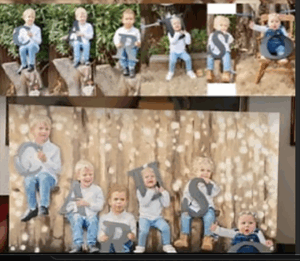 Composite portrait of children spelling out "Caruso" by Maryanne Chisholm